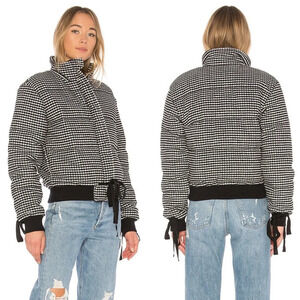 Tularosa X Revolve Ansley Puffer Houndstooth Wool Blend Jacket Coat Size XS